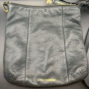 Lucky Brand Black Leather Crossbody Bag with Gold Accents